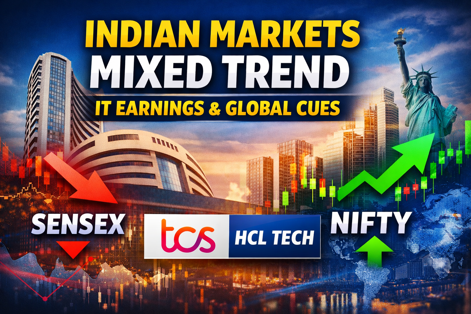 Indian Markets Trade Mixed on January 12 as Investors Track IT Earnings and Global Cues